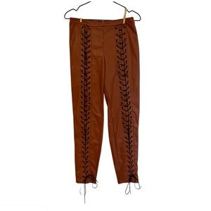 Line + Dot faux leather lace up pant